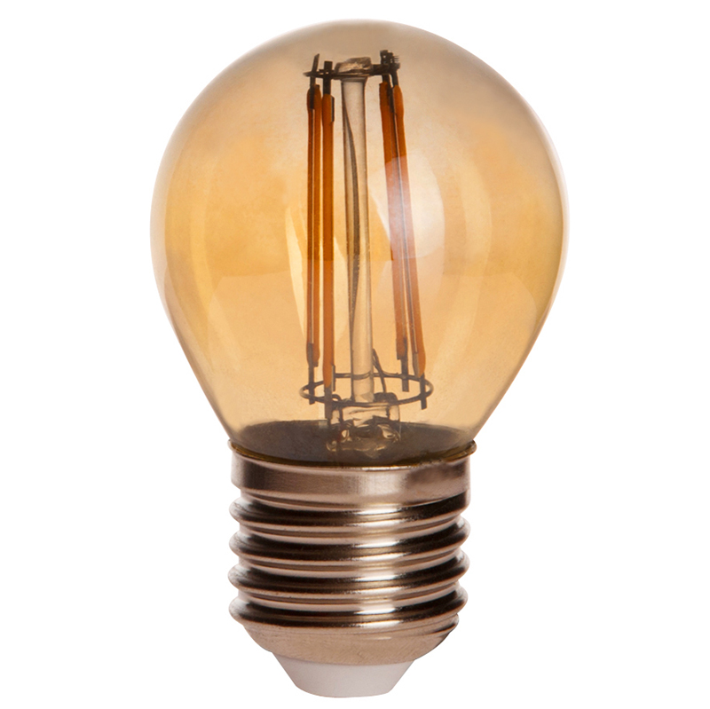 Gold Tint G16 E26/E27 4W LED Vintage Antique Filament Light Bulb, 40W Equivalent, 4-Pack, AC100-130V or 220-240V